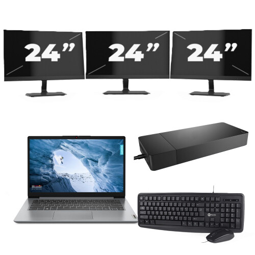 Lenovo ThinkPad L14 Gen 1 - Intel Core i5-10e Generatie - 14 inch - 8GB RAM - 256GB SSD - Windows 11 Home + 3x 24 inch Monitor