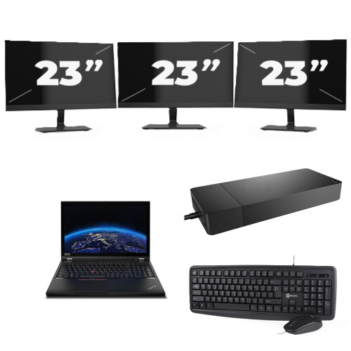 Lenovo ThinkPad P53 - Intel Core i7-9e Generatie - 15 inch - 8GB RAM - 256GB SSD - Windows 11 Home + 3x 23 inch Monitor
