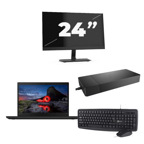 Lenovo ThinkPad T495 - AMD Ryzen 5 PRO 3500U - 14 inch - 16GB RAM - 256GB SSD - Windows 11 Home + 1x 24 inch Monitor