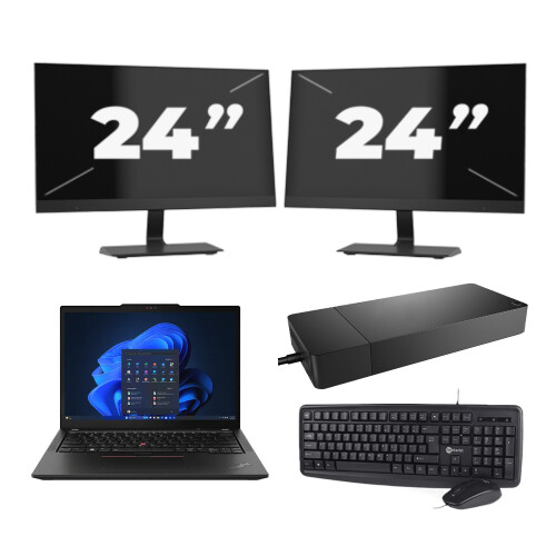 Lenovo Thinkpad X13 - AMD Ryzen 5 PRO 4650U - 13 inch - 16GB RAM - 256GB SSD - Windows 10 + 2x 24 inch Monitor