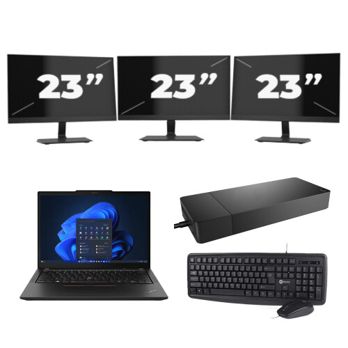 Lenovo Thinkpad X13 - AMD Ryzen 5 PRO 4650U - 13 inch - 16GB RAM - 256GB SSD - Windows 10 + 3x 23 inch Monitor