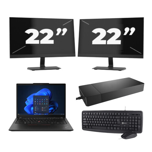 Lenovo Thinkpad X13 - AMD Ryzen 5 PRO 4650U - 13 inch - 16GB RAM - 256GB SSD - Windows 10 + 2x 22 inch Monitor
