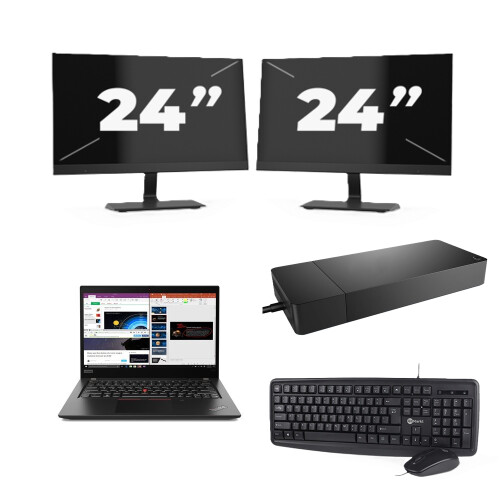 Lenovo ThinkPad X395 - AMD Ryzen 7 PRO 3700U - 13 inch - 16GB RAM - 256GB SSD - Windows 11 Home + 2x 24 inch Monitor